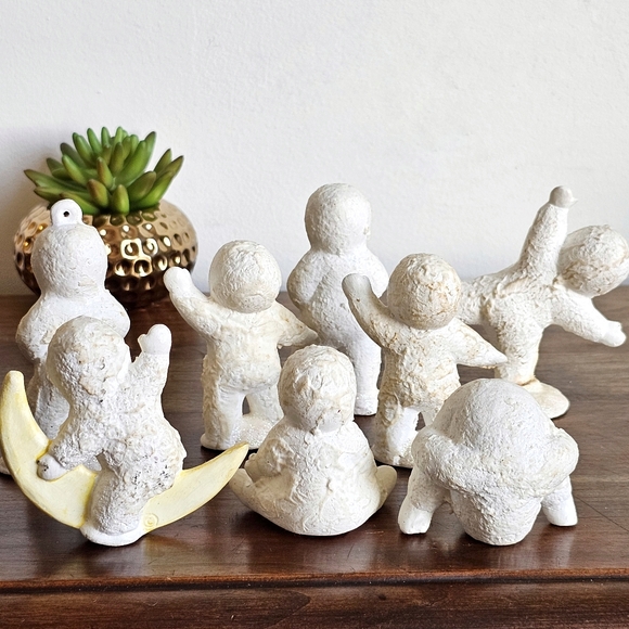 Rare Original Vintage Glitter Snow Babies Ornament Figures Set of 8 - Picture 11 of 15